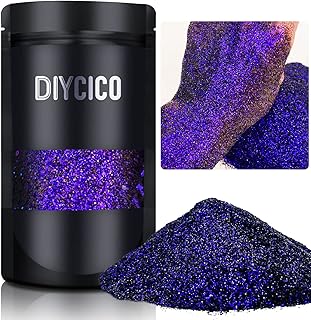 Holographic Chameleon Fine Glitter, 3.5oz/ 100g Purple Black Gradient Resin Craft Glitter Powder Iridescent Sequins Flakes...