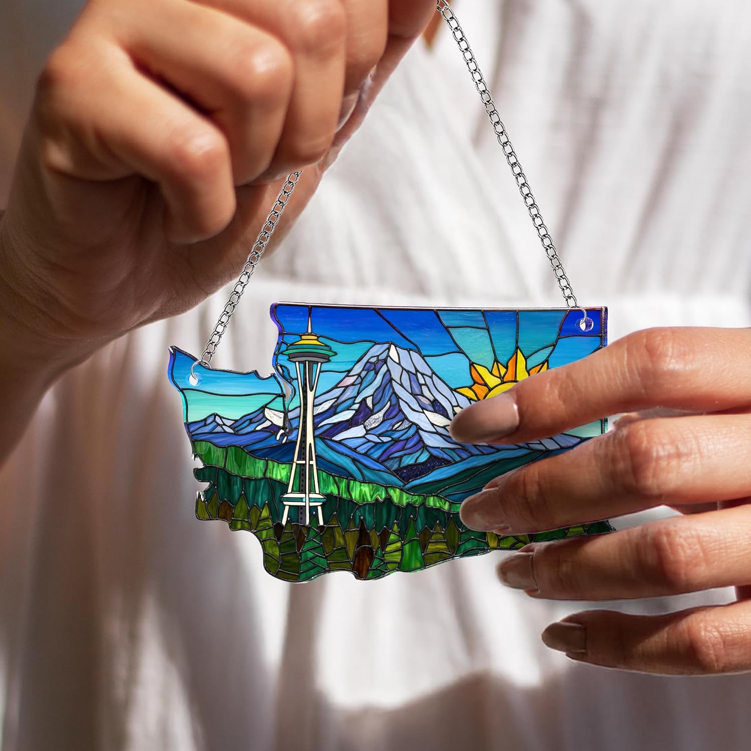 Acrylic Washington Suncatcher Ornaments for Christmas Tree - United States Gifts for Women, Travel Lovers Gift, Christmas Ornament for Tree Decorations, Washington Gifts for Women - Image 7