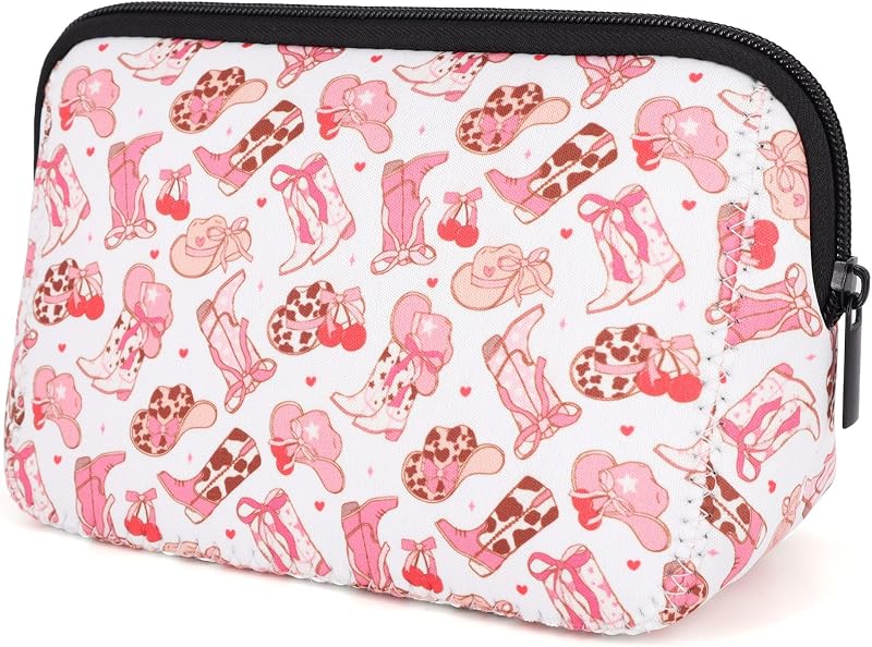 Necessaire AJLTPA de Neoprene com Zíper, Estampa e Compartimento para Cosméticos e Acessórios
