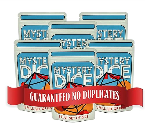 Miniatura 48 de 1985 Games Premium Mystery Dice Juego de 7 dados poliédricos, amplia gama de patrones, dados de juego, adecuados para juegos de rol y juegos de mesa