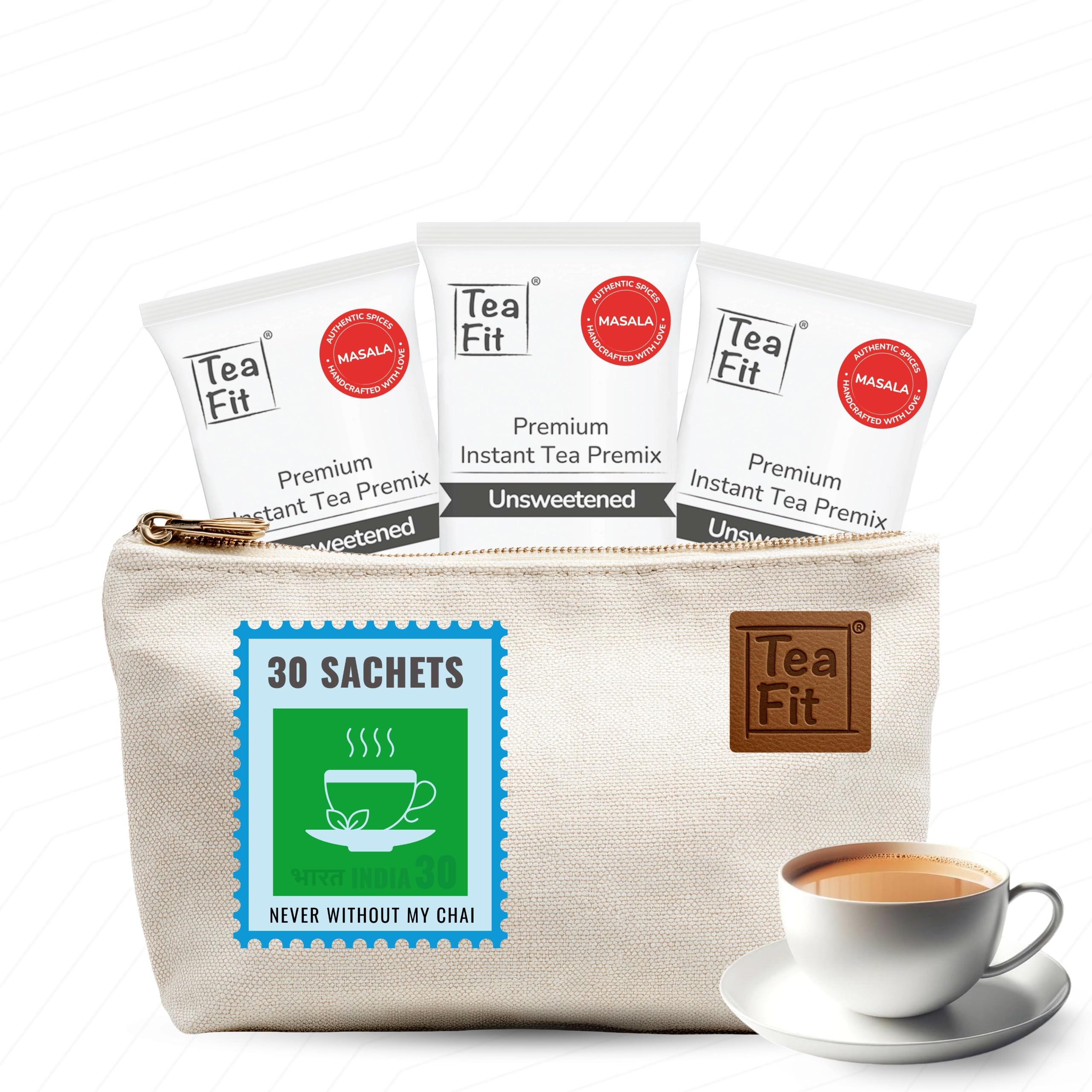 Premium NO SUGAR Instant Masala Tea Travel Premix | Pack of 30 Sachets (360gm) | Real Milk & Spices | Strong, Home Style Masala Chai | Milk Tea Premix | Diabetic Friendly | No Added Sweeteners