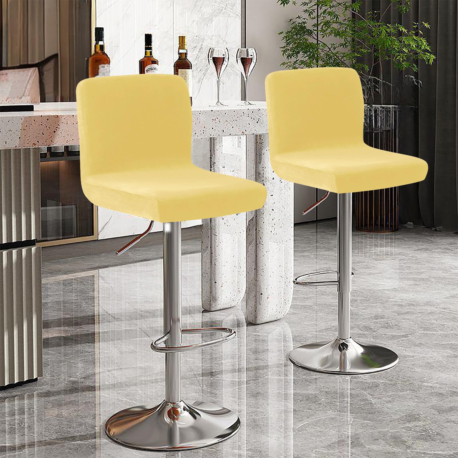 Housses De Tabouret De Bar En PU Extensibles - Lot De 4, étanches Et Antidérapantes | Pour Restaurant, Cuisine, Café