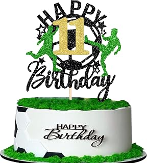 1 pieza de fútbol Happy 11th Birthday decoración para tartas de fútbol decoración para tartas de cumpleaños para niños de 11 años de edad cumpleaños fiesta decoración para tartas