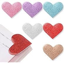 6Pcs Leather Love Heart Bookmarks - Colorful & Bling Corner Page Book Marks for Teachers Students Book Reading Lovers - Cute Heart Book Page Holder for Girls Women - Handmade Reading Gifts
