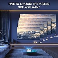 Vista 6 de Mini Projector 4K Support 200" Giant Screen 500 ANSI Lumens, Bluetooth 5.2 Portable Outdoor Movie Projector Compatible with TV
