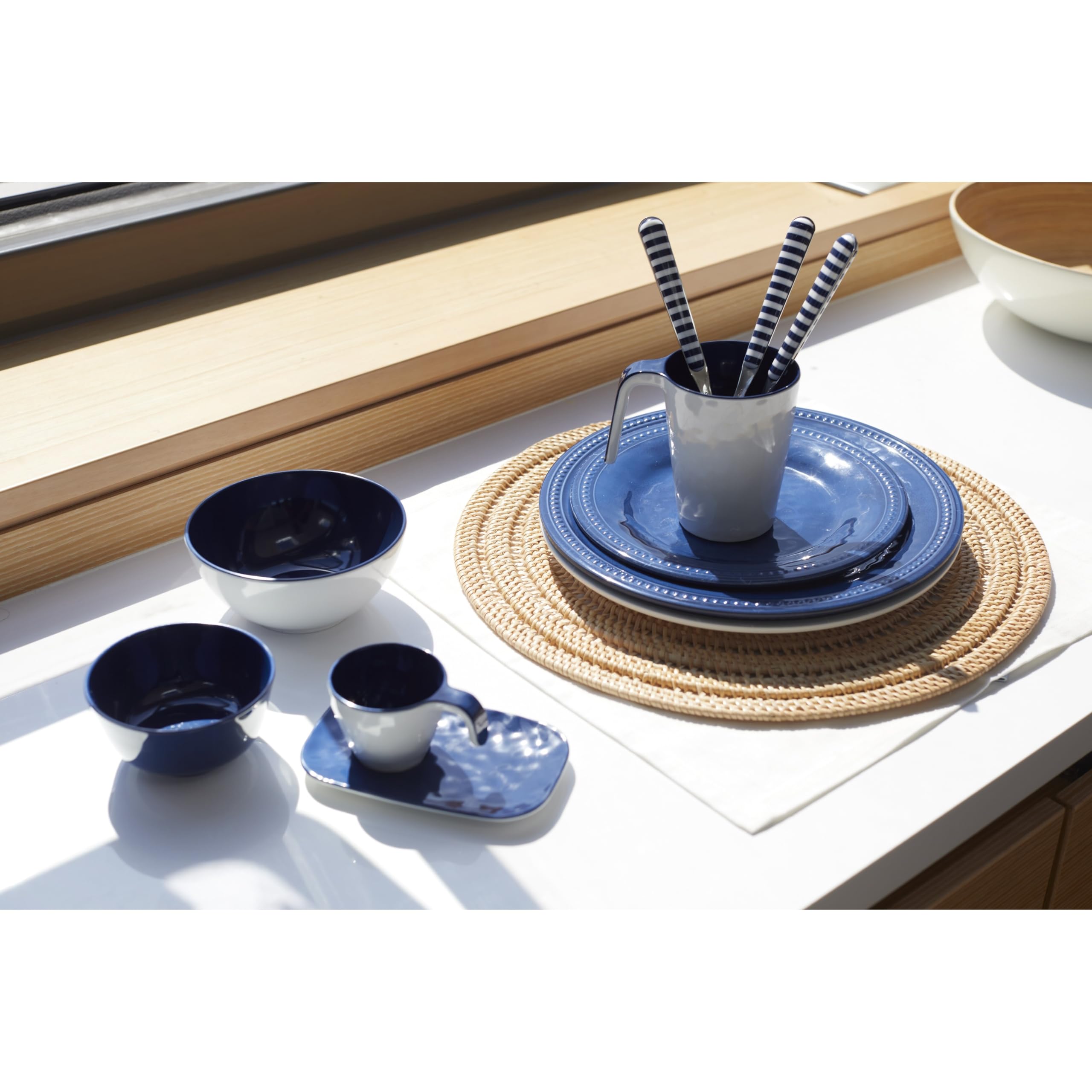 Overstock Blue Melamine Harmony Collection - Juego de 6 platos llanos