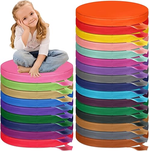 Timgle 25 cojines de suelo para el aula de 15 pulgadas, asientos flexibles de espuma a granel, almohadas portátiles para asientos de aula con asas