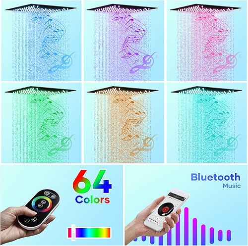 Miniatura 9 de Sistema de ducha de lluvia negra, cabezal de ducha de lluvia termostático de 24 pulgadas con grifo de ducha de mano completo, juego combinado de