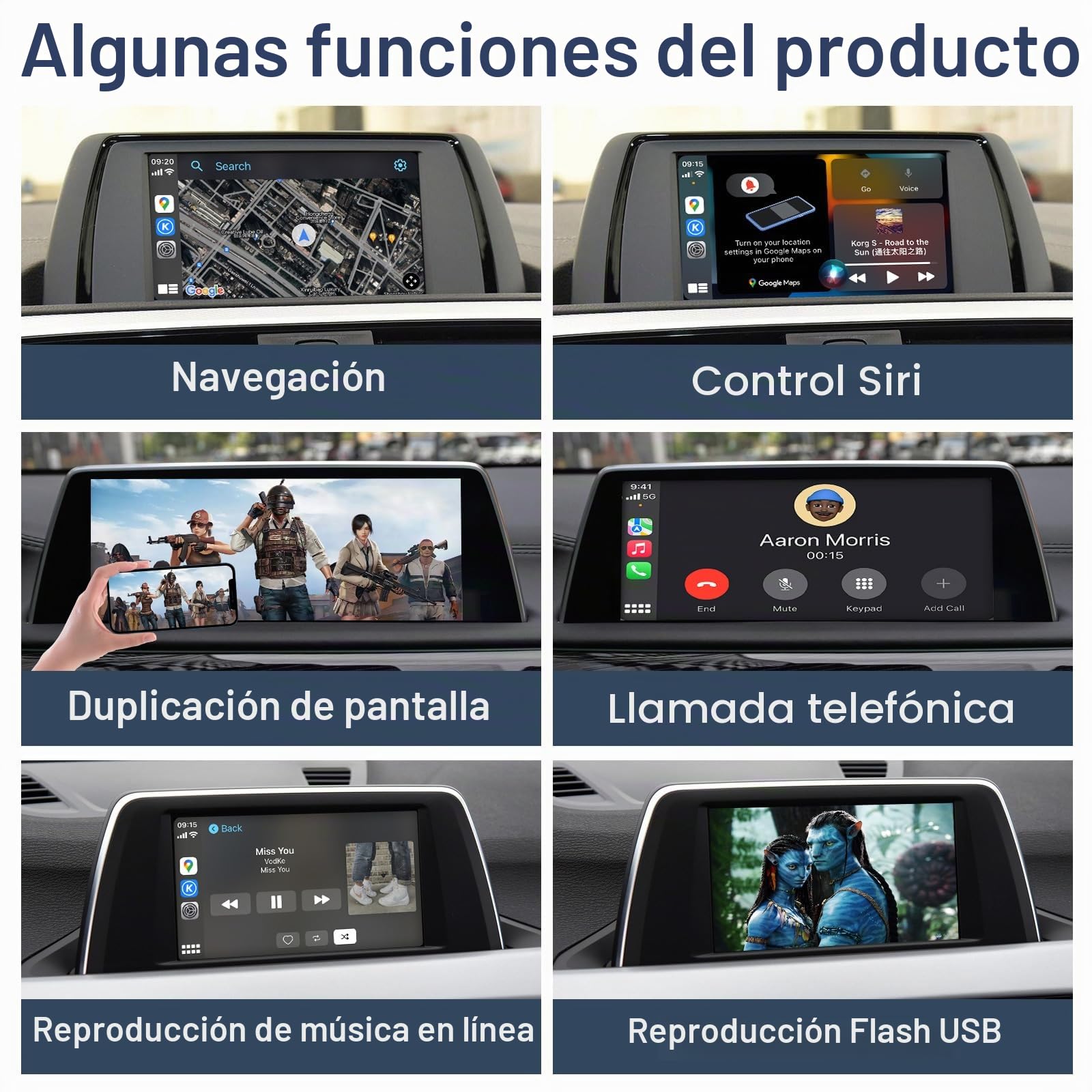 Módulo CarPlay Inalámbrico Android Auto para BMW Sistema NBT Serie 1 2 3 4 5 6 7 X1 X3 X4 X5 X6 2012-2016 I Kit de Conversión Compatible con Mirrorlink y Funciones de Fábrica