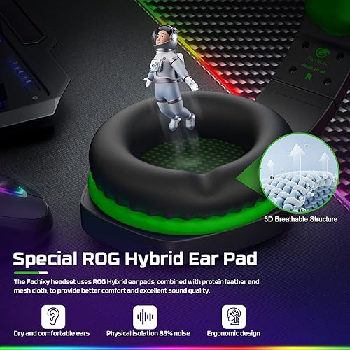 Miniatura 5 de FC100 Auriculares para juegos con micrófono para PS4PS5PCNintendo Switch, Xbox One Headset con luz RGB, auriculares para computadora gamer con