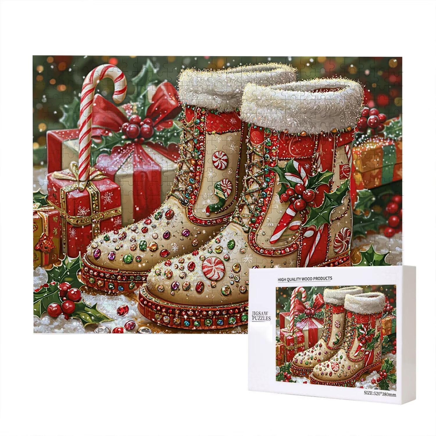 Jigsaw Puzzle, 6000 Pezzi Puzzle Classici, Natale Puzzle Rilassamento Intelligence, Mpossibile Difficile Puzzle Impegnativo per Adulti Puzzle Gioco Familiare, Regalo per Amore Amico Scarpe fr0-394