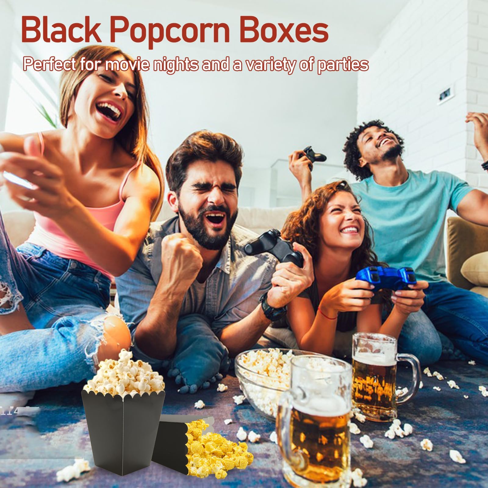 YAYODS 100 unidades de palomitas de maíz, bolsas de palomitas de maíz, bolsas de cartón negro para aperitivos