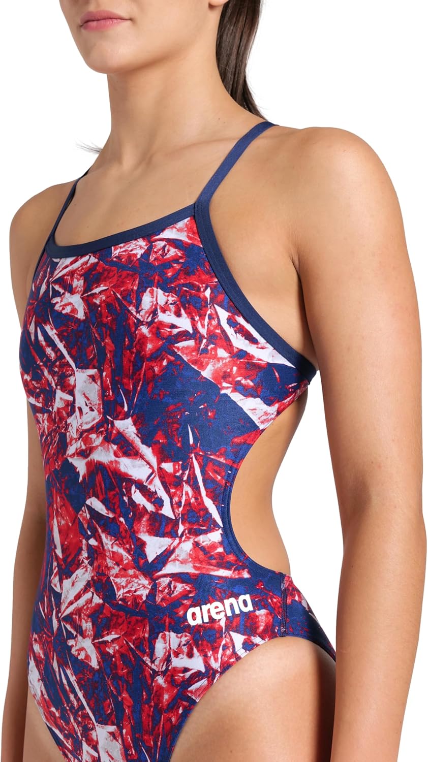 Arena Womens Arena Performance Women's Crackle Team Print Challenge Back Ladies Training Swimsuit - Image 4