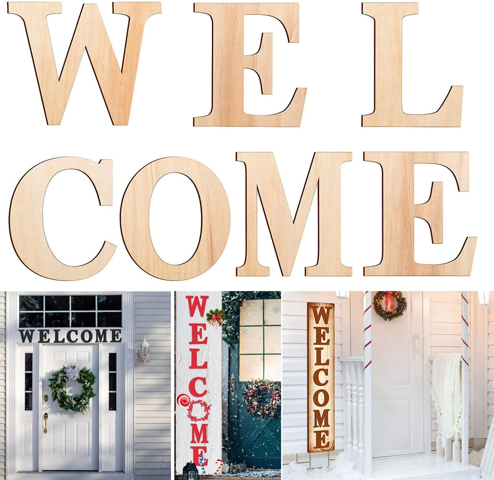 Amazon.com: Welcome Letters, 7PCS Wood Large Letter Cutouts, Unfinished ...
