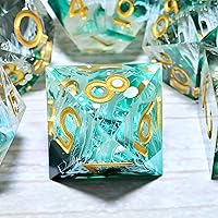 Vista 23 de Resin Cat Head DND Dice, Sharp Edge Dungeons and Dragons Polyhedron Game Dice Set for Role Playing Games RPG Explorer Magic, Holiday Birthday Gifts