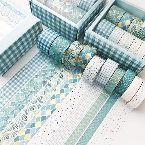 Miniatura 5 de YUBX Creative Washi - Juego de 10 rollos de cinta adhesiva decorativa con impresión de lámina dorada para arte manualidades diarios planificadores