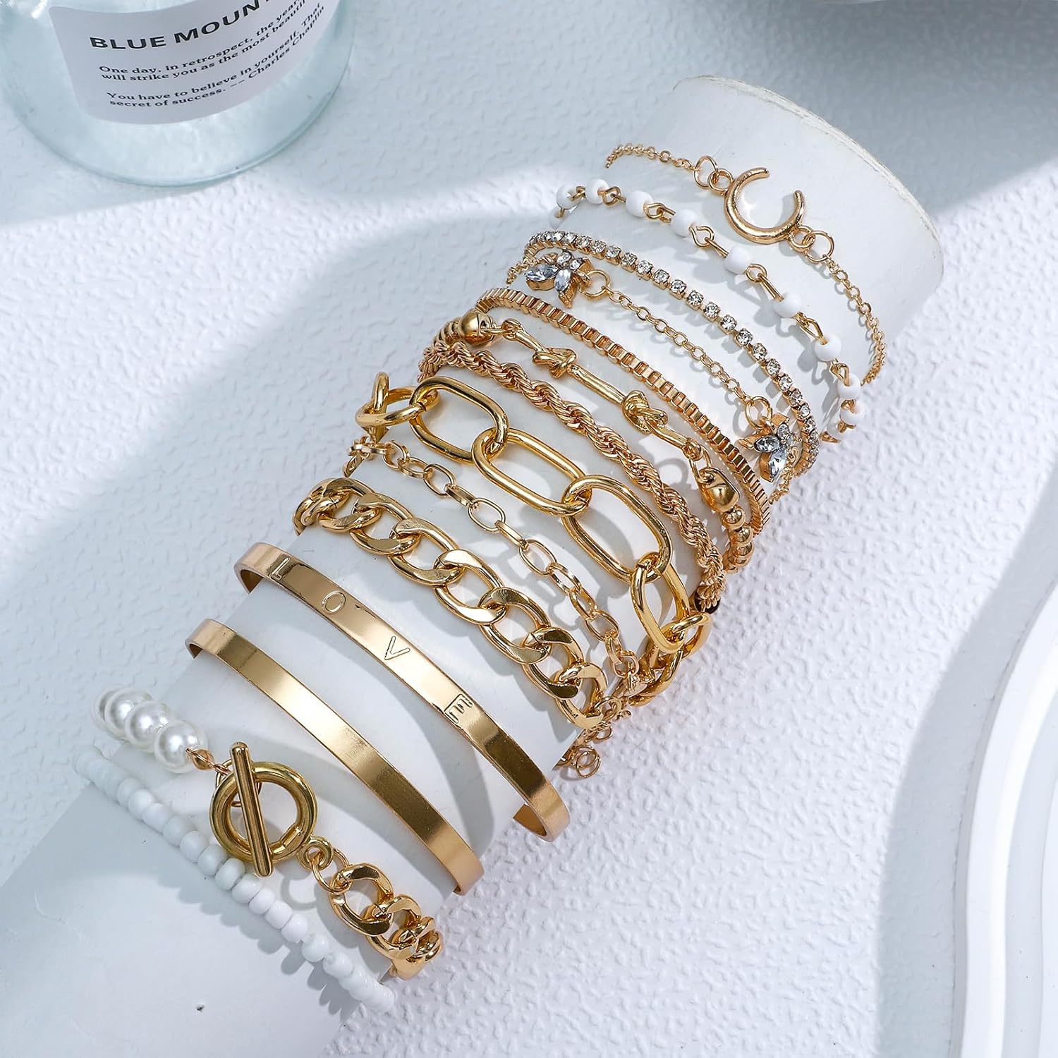 NEWITIN 88 Pieces Gold Jewelry Set for Women Fashion Costume Jewelry Gold Plated Necklace Bracelet Ring Ear Cuff Earrings Set for Women - Image 2