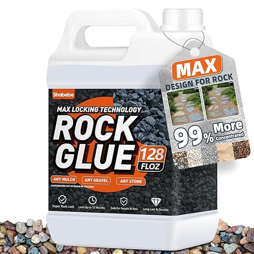 Rock Glue, 1Gallon Mulch Glue for Landscaping, Fast-Dry Strong Pea Gravel Stabil