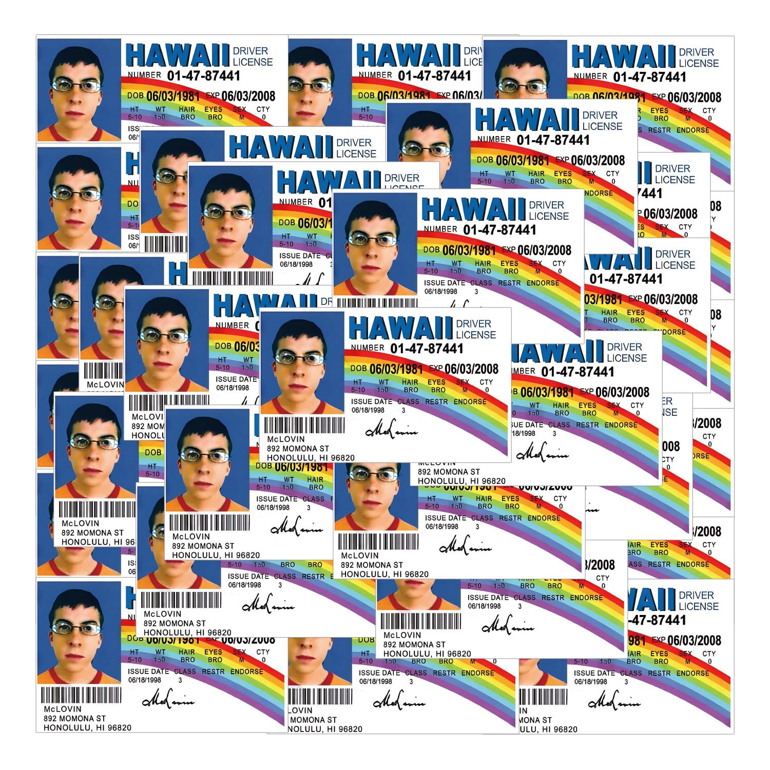 Amazon.com: 30pcs McLovin Id Card Stickers,Superbad Movie
