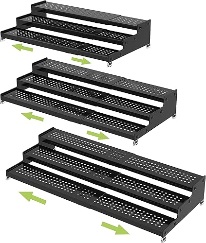 Miniatura 1 de Organizador de especias de metal para gabinete, estante de almacenamiento de especias expandible de 3 niveles, ideal para gabinete de cocina,