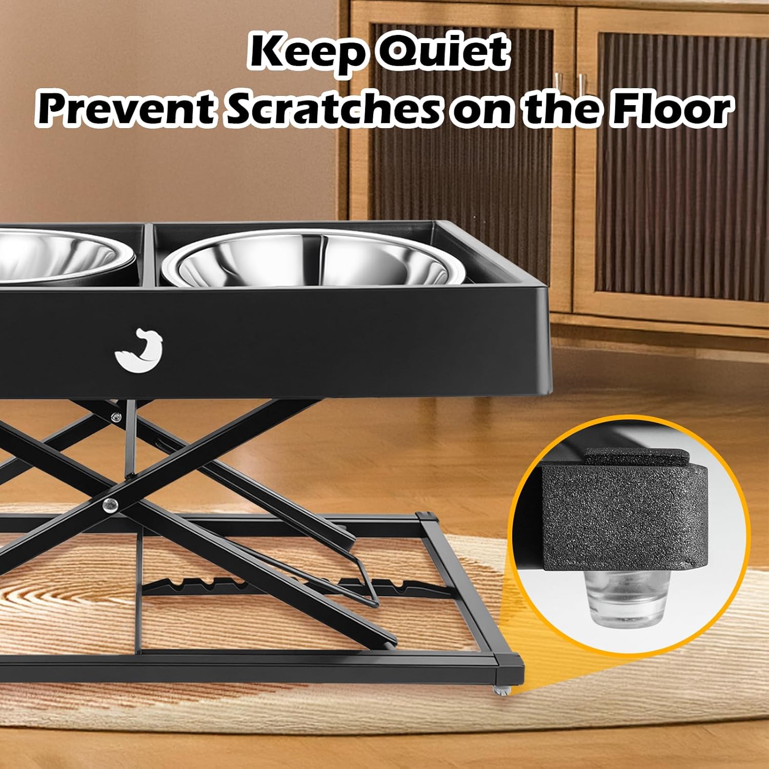 Joytale Metal Stand Elevated Dog Bowls, Heavy Duty 9 Adjustable Height from 9" to 17.5" Dog Food Stand, 2 Stainless Steel Bowls, Non-Slip and Non Spill Raised Food & Water Station for Large Breeds - Image 6