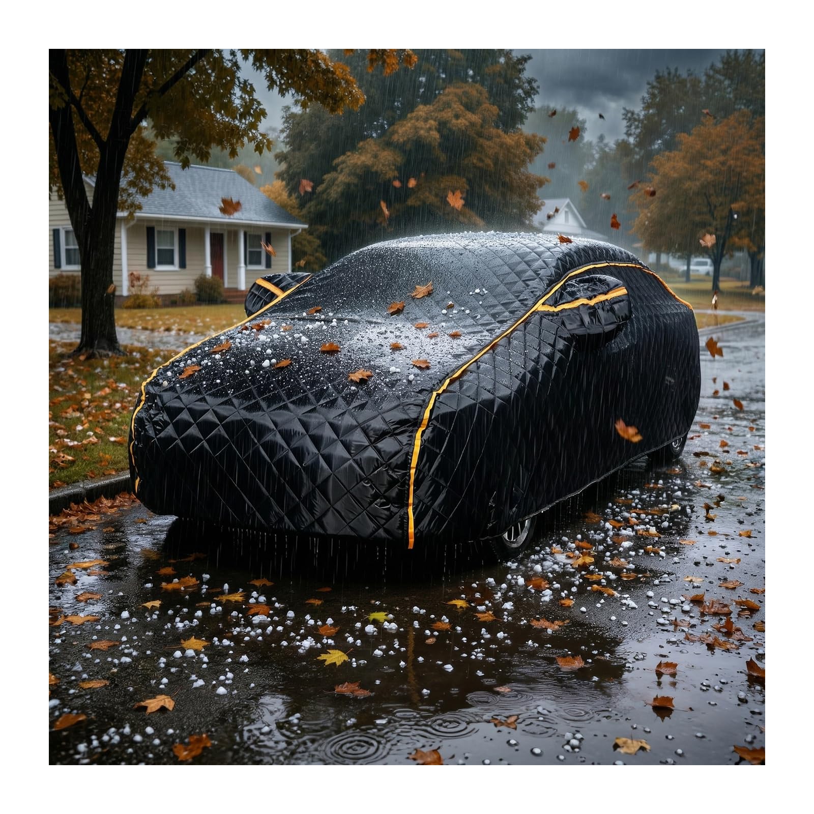 Hagelschutzplane Auto für FIAT 500, Hagelabdeckung Outdoor, Verdickte Vollgarage wasserdicht, UV-Schutz, Schutz vor Hagel, Schnee, Frost ko2
