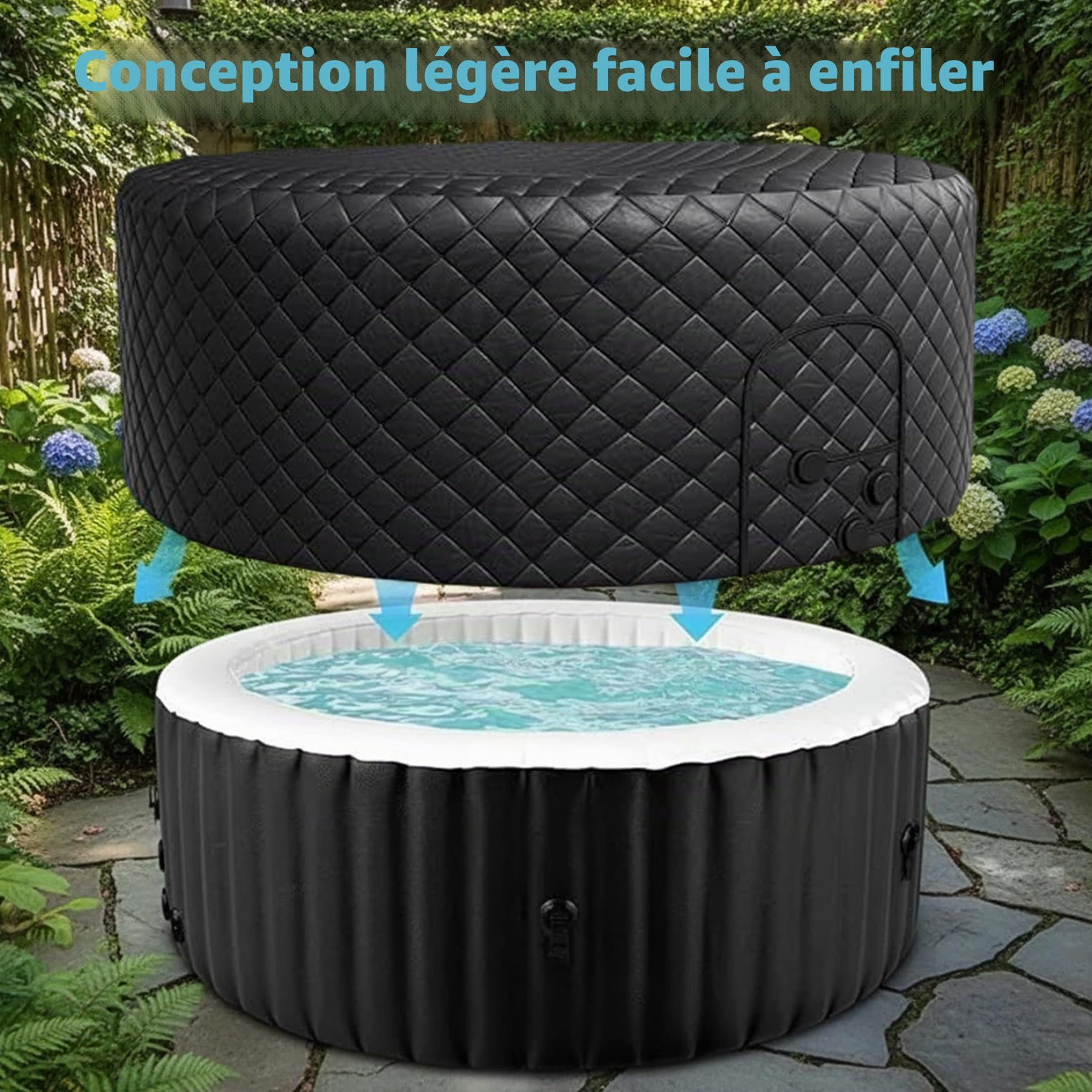 Couverture de Spa, Couverture de Spa isolée Ronde 71x27 Pouces, Protection Contre la poussière et Le Soleil, couvertures imperméables Remplacement pour l'extérieur