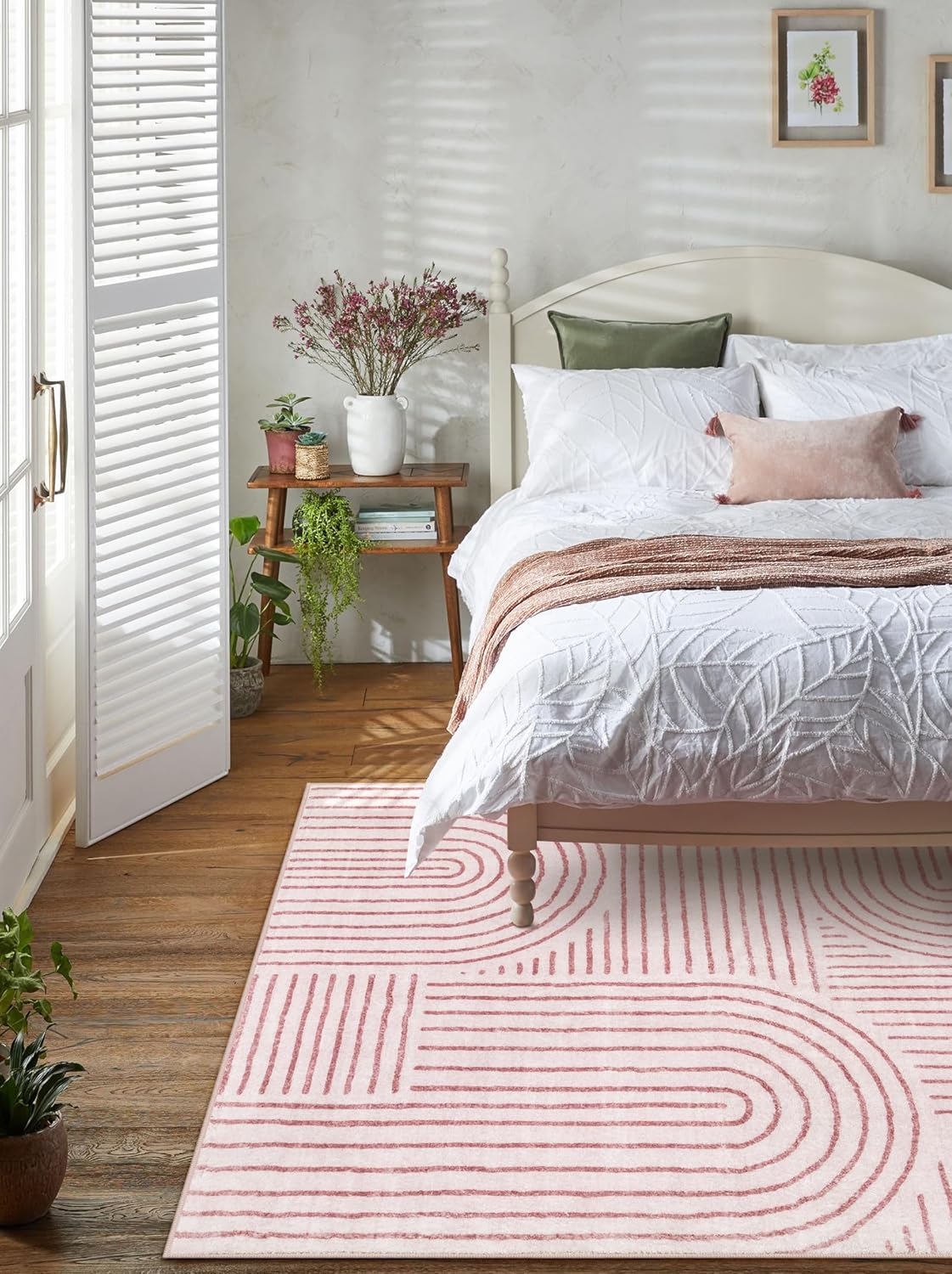 Lahome Abstract Washable Rugs 5x7, Soft Pink Rugs for Living Room Bedroom Girls, Ultra-Thin Non-Shedding Modern Throw Large Carpet for Dining Room Office Darrell(5'x7',Pink)