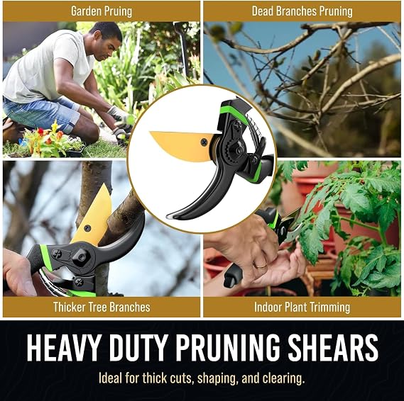 8.5 Professional Bypass Pruning Shears & Gardening Scissors Set - Super Sharp Premium Garden Shears | Pruning Shears For Gardening, Garden Hedge Clippers Handheld Pruners - Garden Scissors