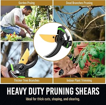 8.5 Professional Bypass Pruning Shears & Gardening Scissors Set - Super Sharp Premium Garden Shears | Pruning Shears For Gardening, Garden Hedge Clippers Handheld Pruners - Garden Scissors