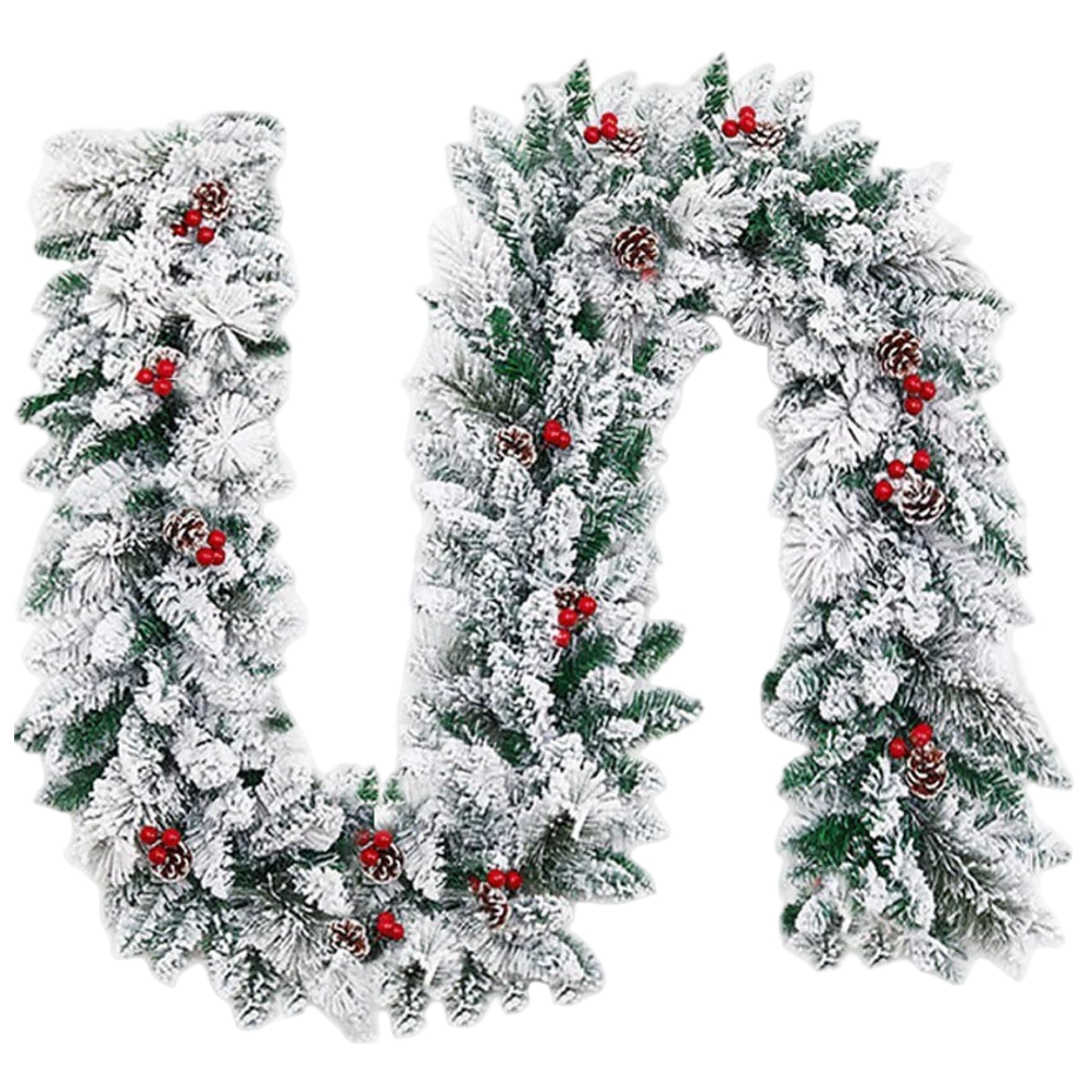 Guirlande de Noël floquée artificielle haut de gamme aux finitions enneigées