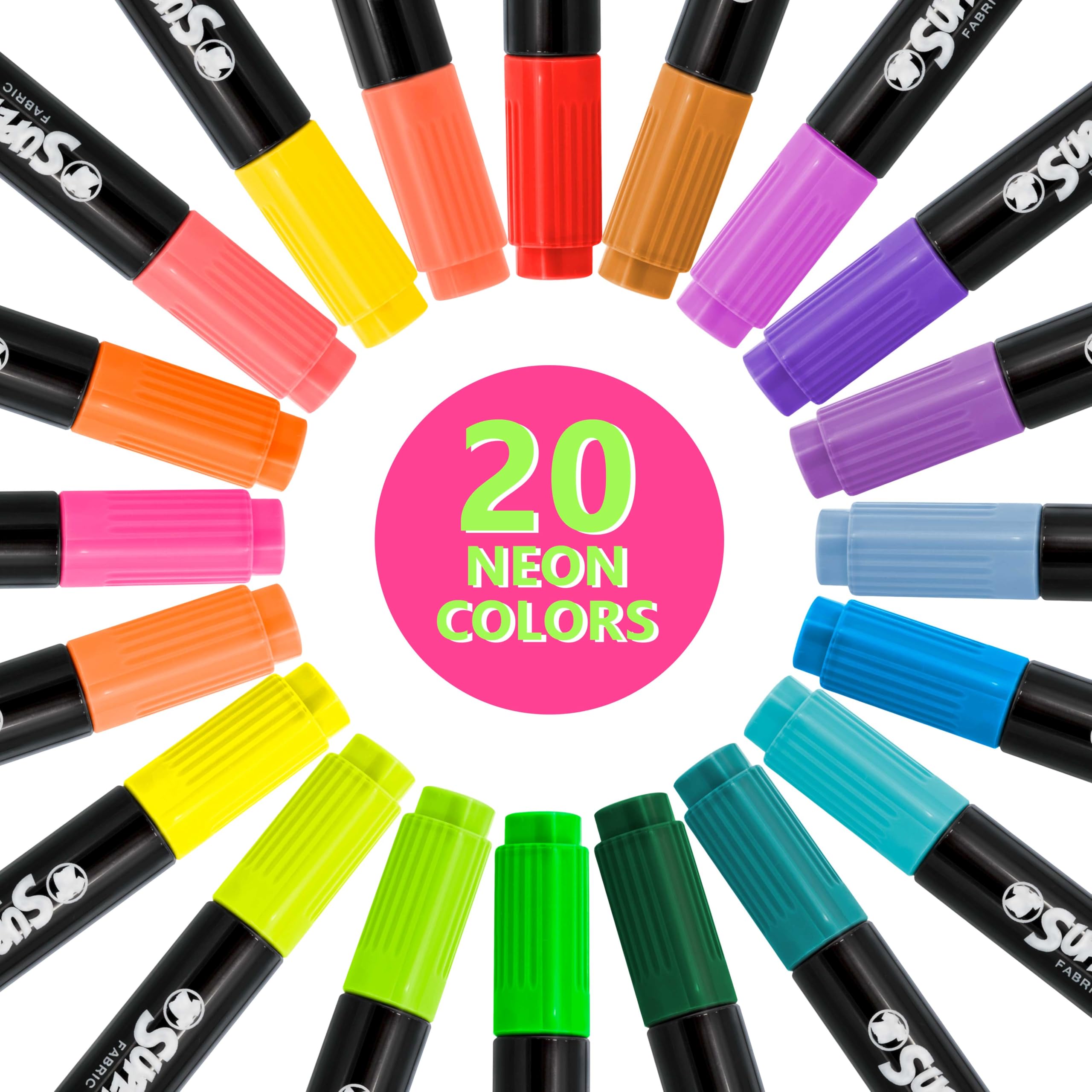 Amazon.com : U.S. Art Supply Super Markers 20 Neon Dual Tip Fabric