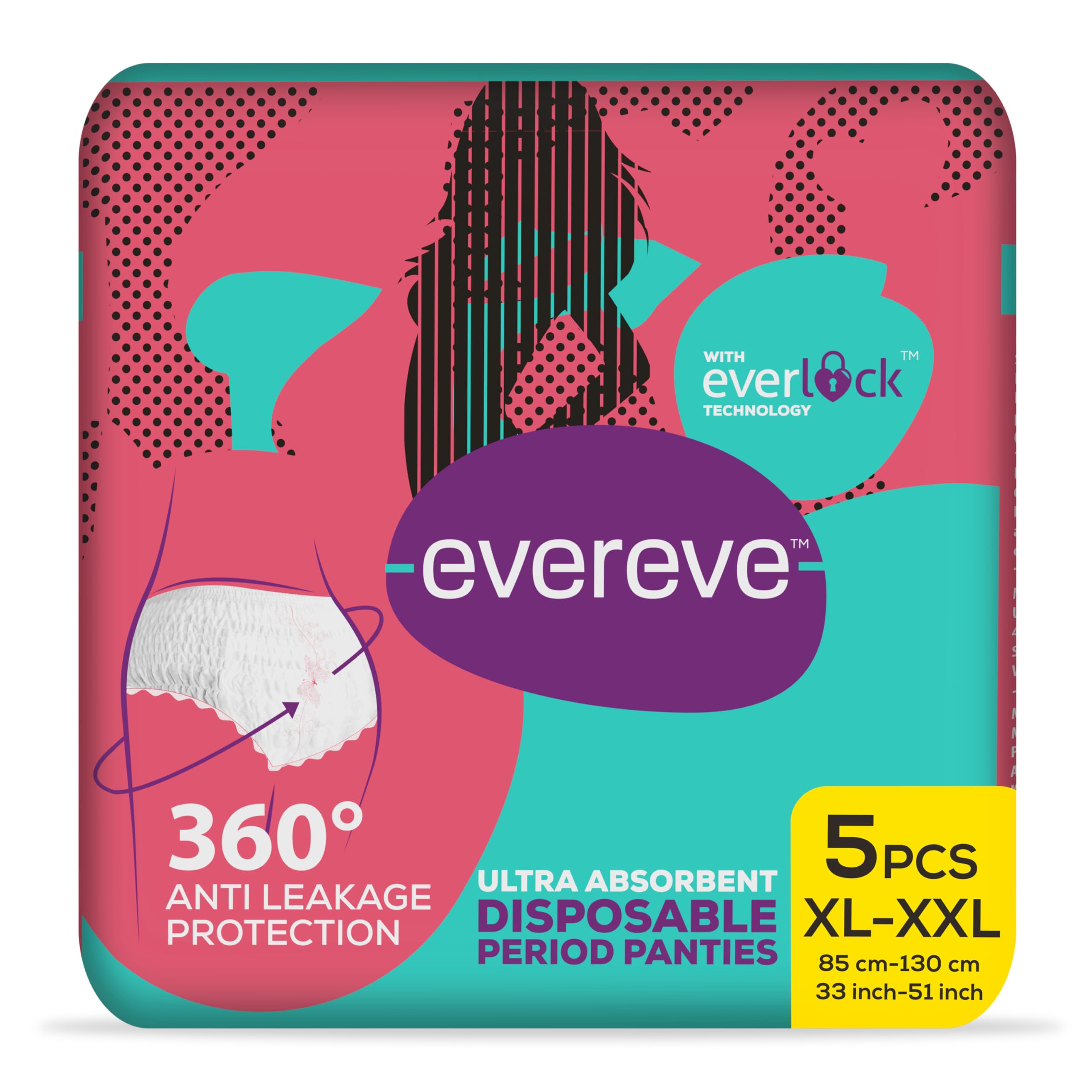 EverEve Ultra Absorbent Disposable Period Panties, XL-XXL, 5s Pack, 0% Leaks, Sanitary protection for women & Girls, Maternity Delivery Pads, 360° Protection, Postpartum & Overnight use, Heavy Flow (B0CR8K3S2B) Amazon Price History, Amazon Price Tracker