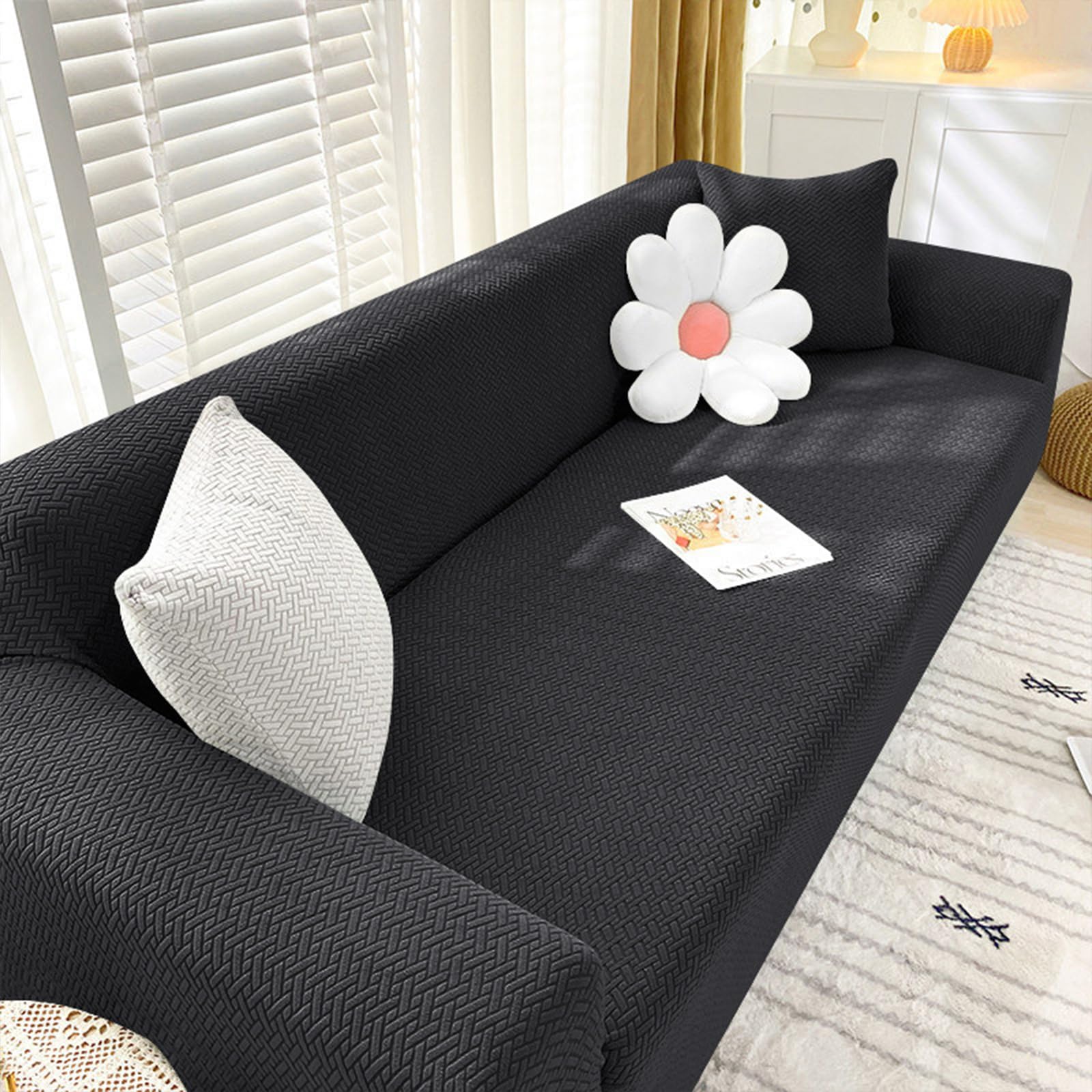 Housse de canapé inclinable noire lavable pour éliminer la poussière