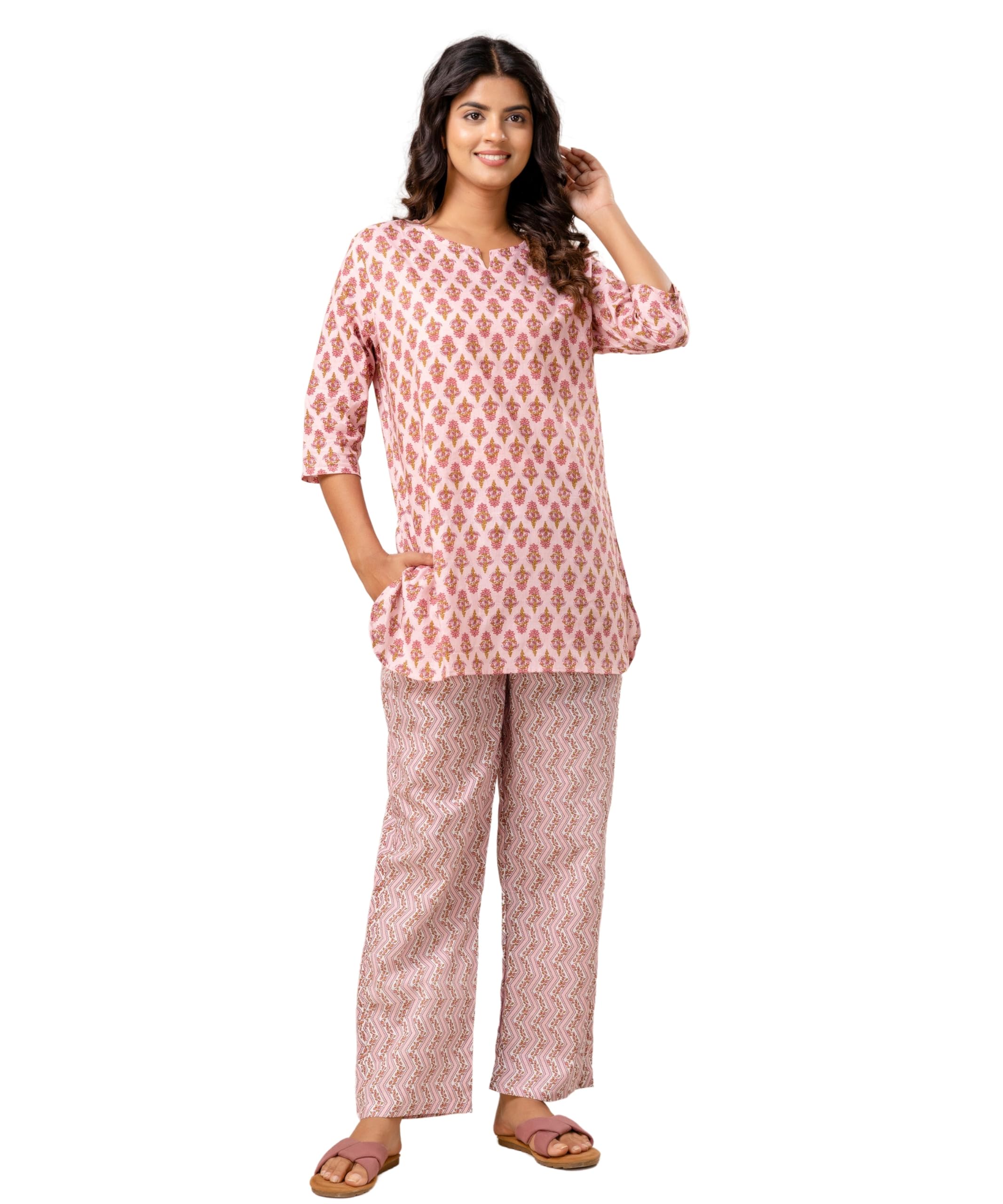Pure Cotton Printed Night Suits Set for Women | Top and Pyjama Set for Girls