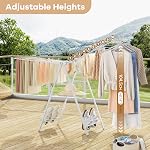 APEXCHASER Clothes Drying Rack Foldable, Metal Laundry Drying Rack Collapsible, Portable Compact Clothes Rack for Sweater Towel Indoor & Outdoor, Height Adjustable, White