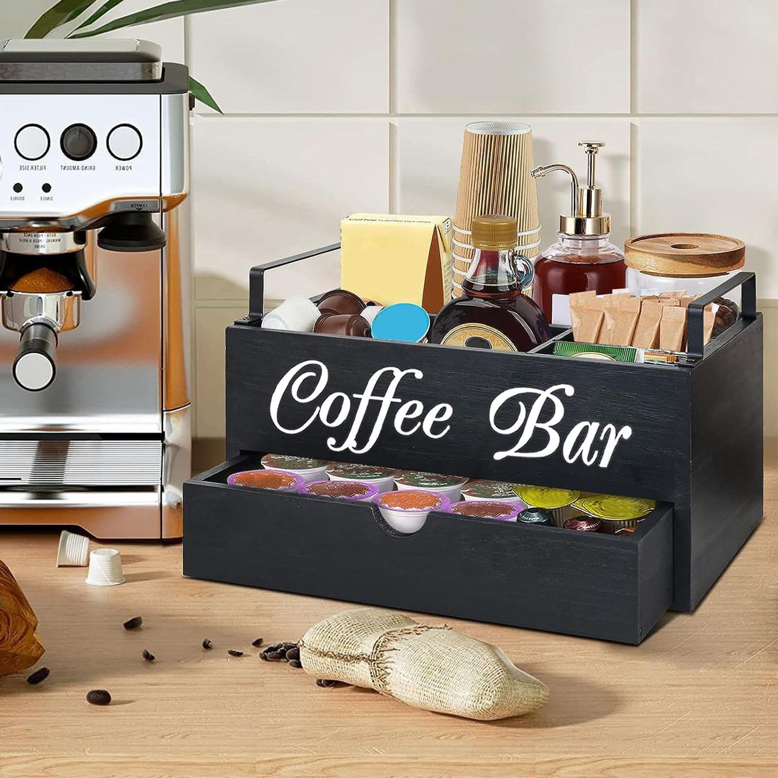 Kaffee-Bar-Zubehör-Organizer, Kaffeekorbhalter, Kaffee- und Tee-Gewürz | Aufbewahrungs-Organizer für Kaffeebar, Dessert-Shop