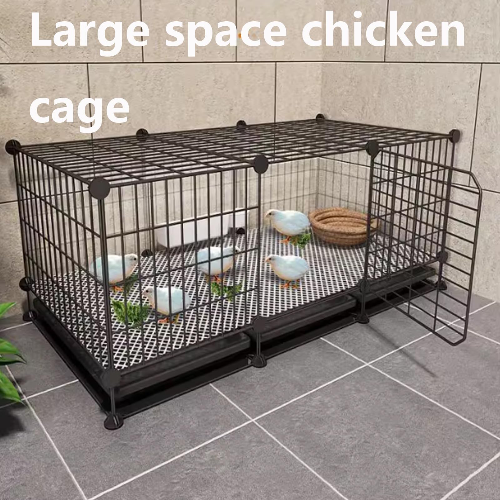Jaula para Aves de Corral, Gallinero Interior con Bandeja Extraíble para Limpieza Fácil (75 x 39 x 49 cm)