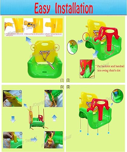 Miniatura 6 de Juego de columpios 3 en 1 para bebés a adolescentes, antivoltaje, cómodo y seguro, desmontable para niños, patio y jardín (color silla azul +