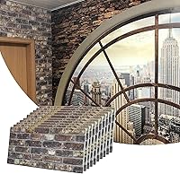 Vista 38 de Dundee Deco Paneles de pared 3D de ladrillo sintético, revestimiento, paneles de pared con aspecto de piedra roja y naranja, revestimiento de espuma