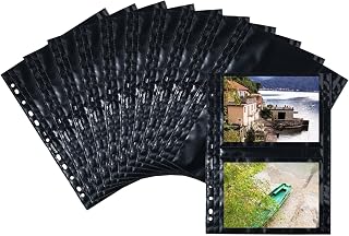 HERMA 7787 Fotohüllen für Ordner, 10 Stück, 13x18 cm quer, 2 Fächer geteilt, beidseitig bestückbare Fotophan Fotosichthüllen Sammelhüllen Postkartenhüllen Prospekthüllen mit Eurolochung, schwarz