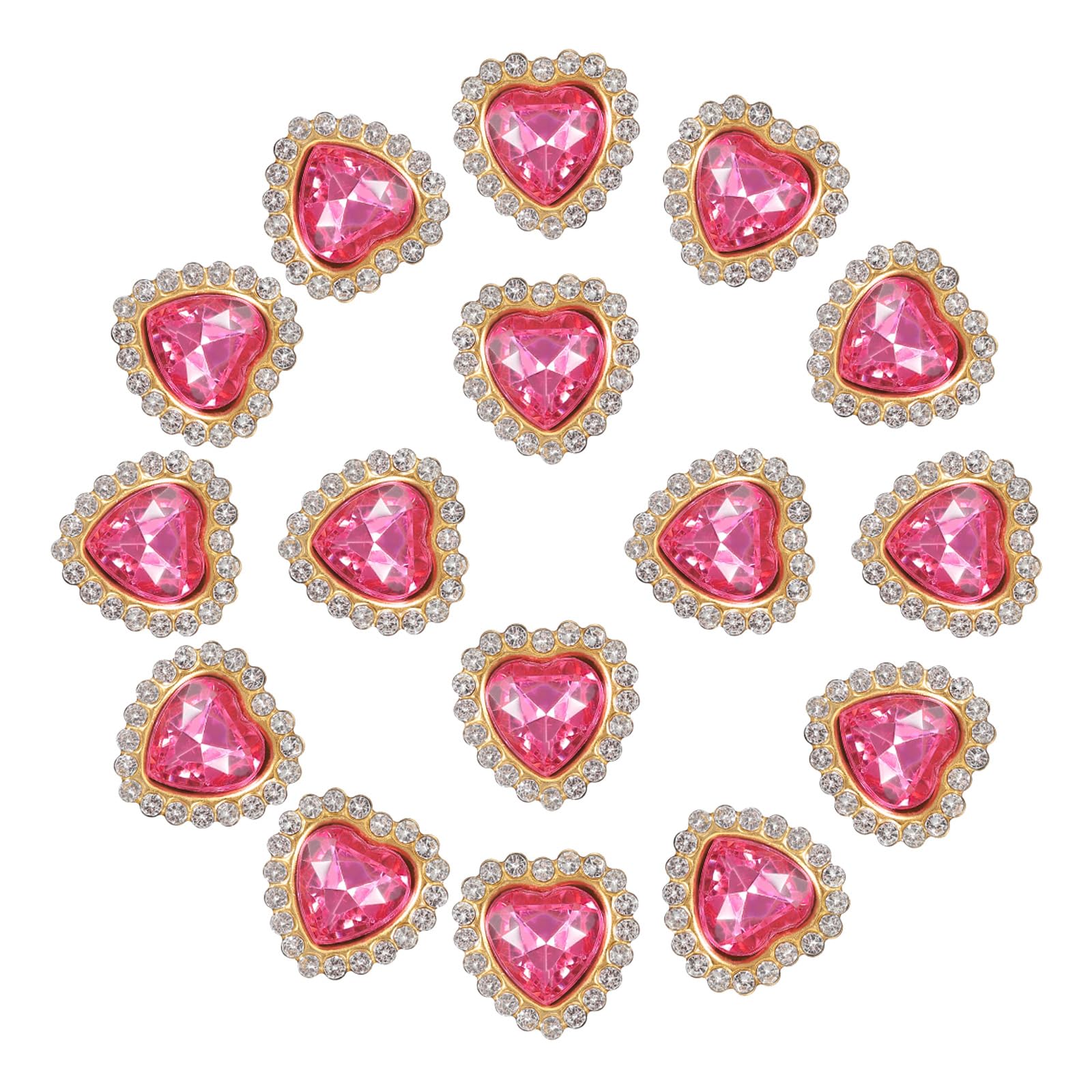 PATIKIL 16mm Heart Sew on Rhinestones, 20 Pcs Rhinestone Sequin Embellishments Crystal Glass Metal Base Flower Claw Rhinestones for Bedazzling