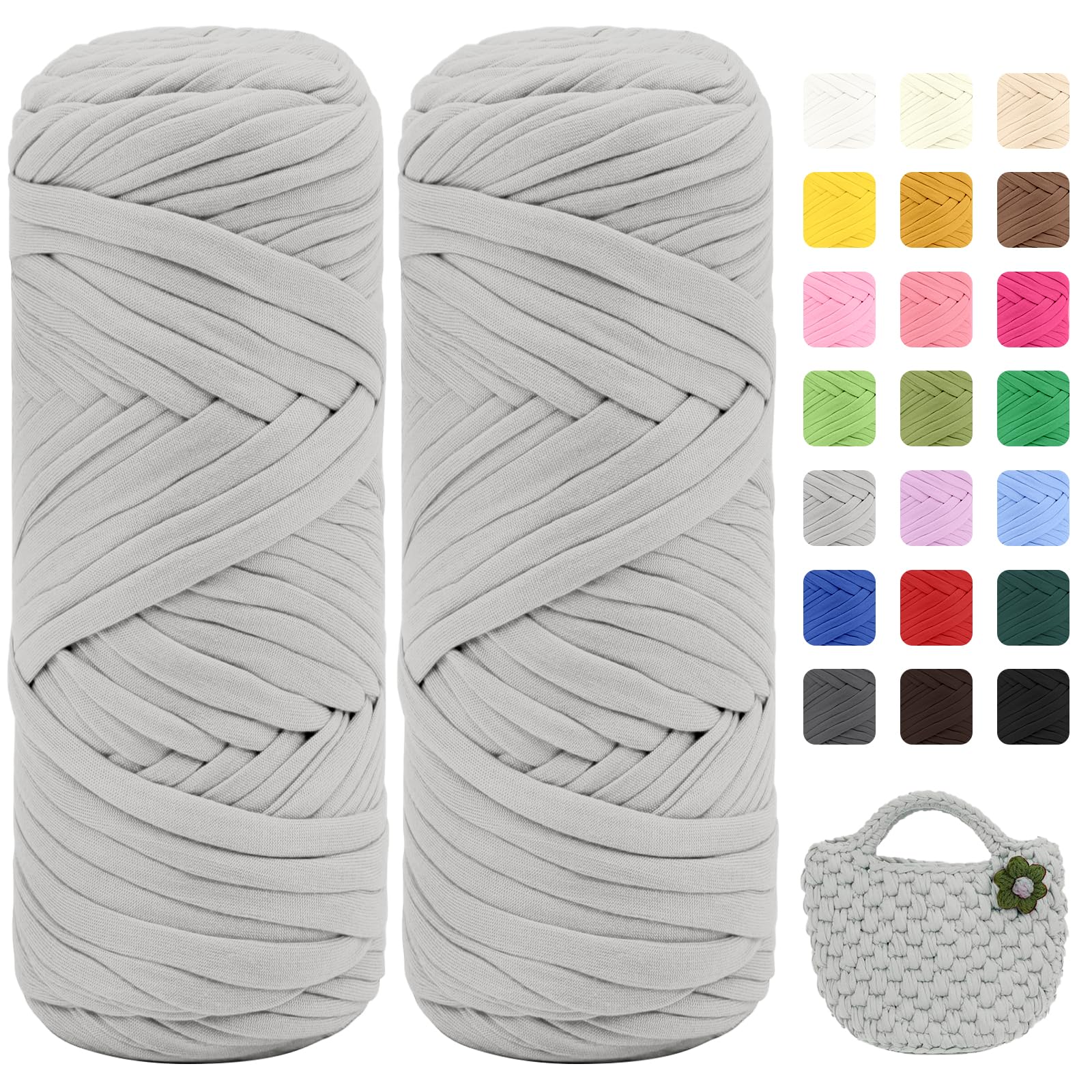 Maxee 400g T-Shirt Garn – 2 er Pack (je 200g/75m), Weiches Beilaufgarn zum Häkeln & Stricken – Farbintensiv & pflegeleicht, Ideal für Häkeltaschen/Körbe/Teppiche DIY Projekte, Handarbeiten und Deko