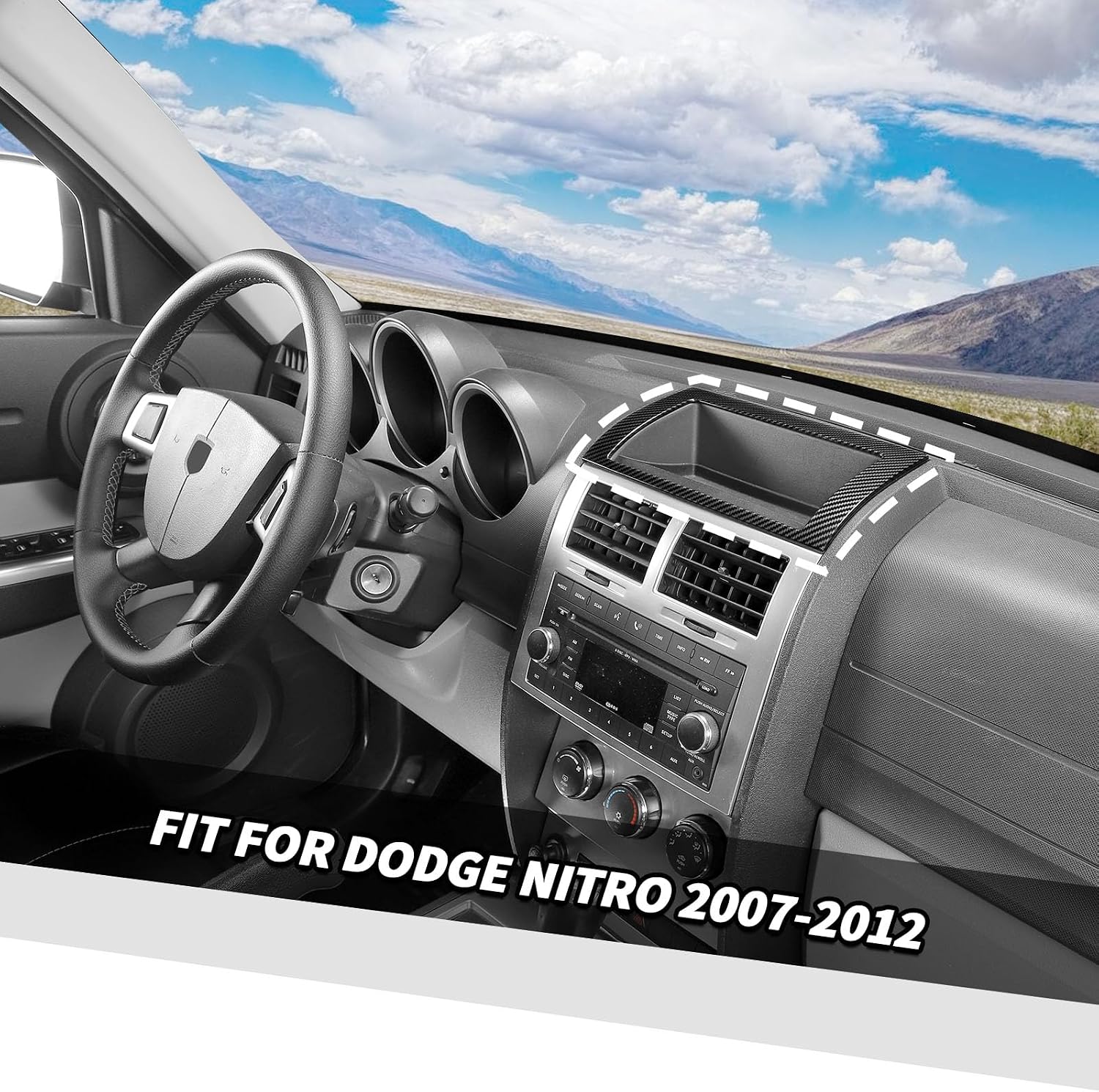 Jimen Compatible with 2007-2012 Dodge Nitro Center Console Dash Storage Tray Trim Cover (Carbon Fiber) image 2