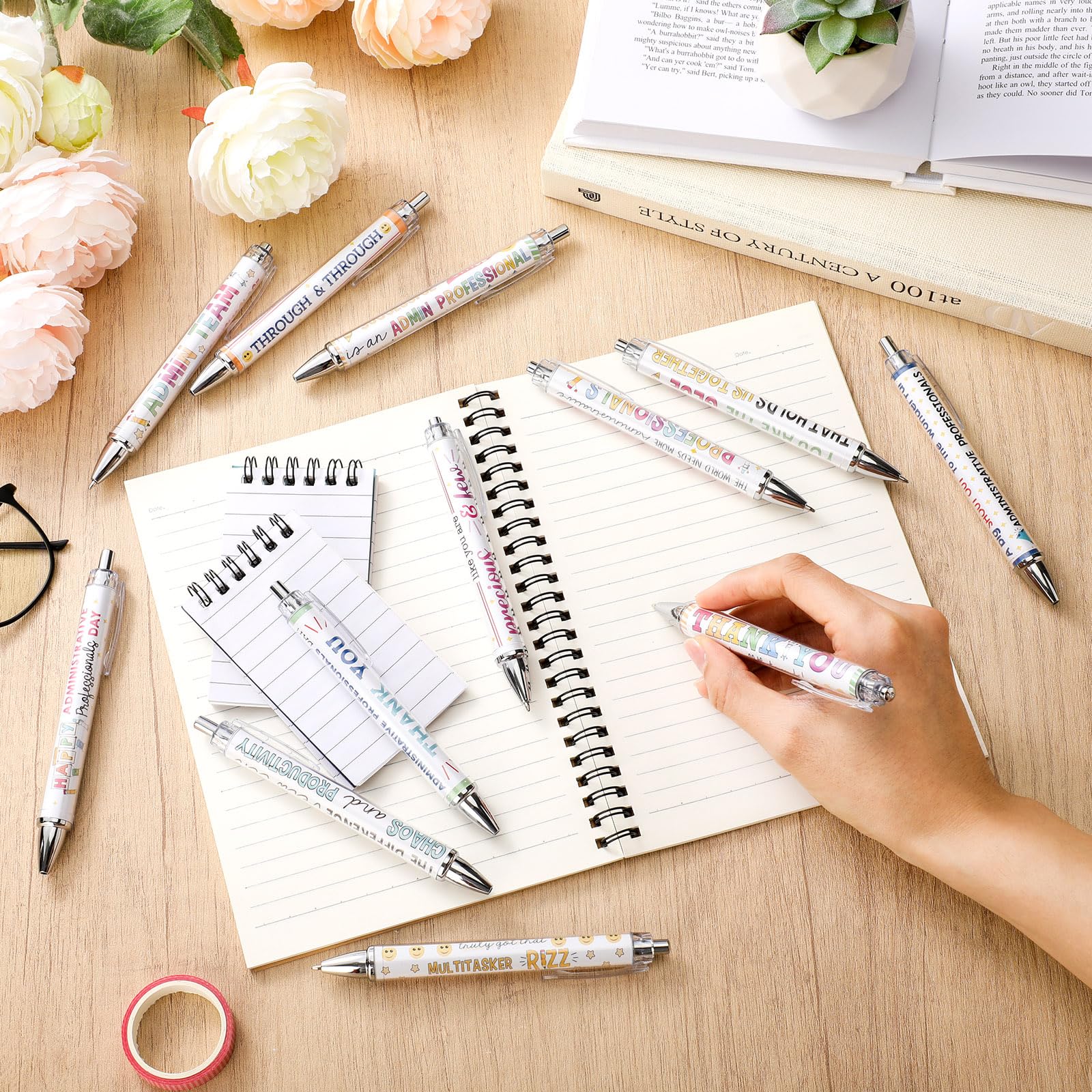 Motipuns 12 Pcs Administrative Professional Day Pens Admins Assistant Appreciation Gifts Administrative Party Favors Secretaries Thank You Gift for Women Employees Coworker Office Holiday Supplies