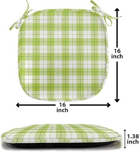 Miniatura 6 de Lunarable Cojín de asiento para silla, estilo retro, patrón verde vibrante con diseño tradicional irlandés escocés, acolchado de asiento