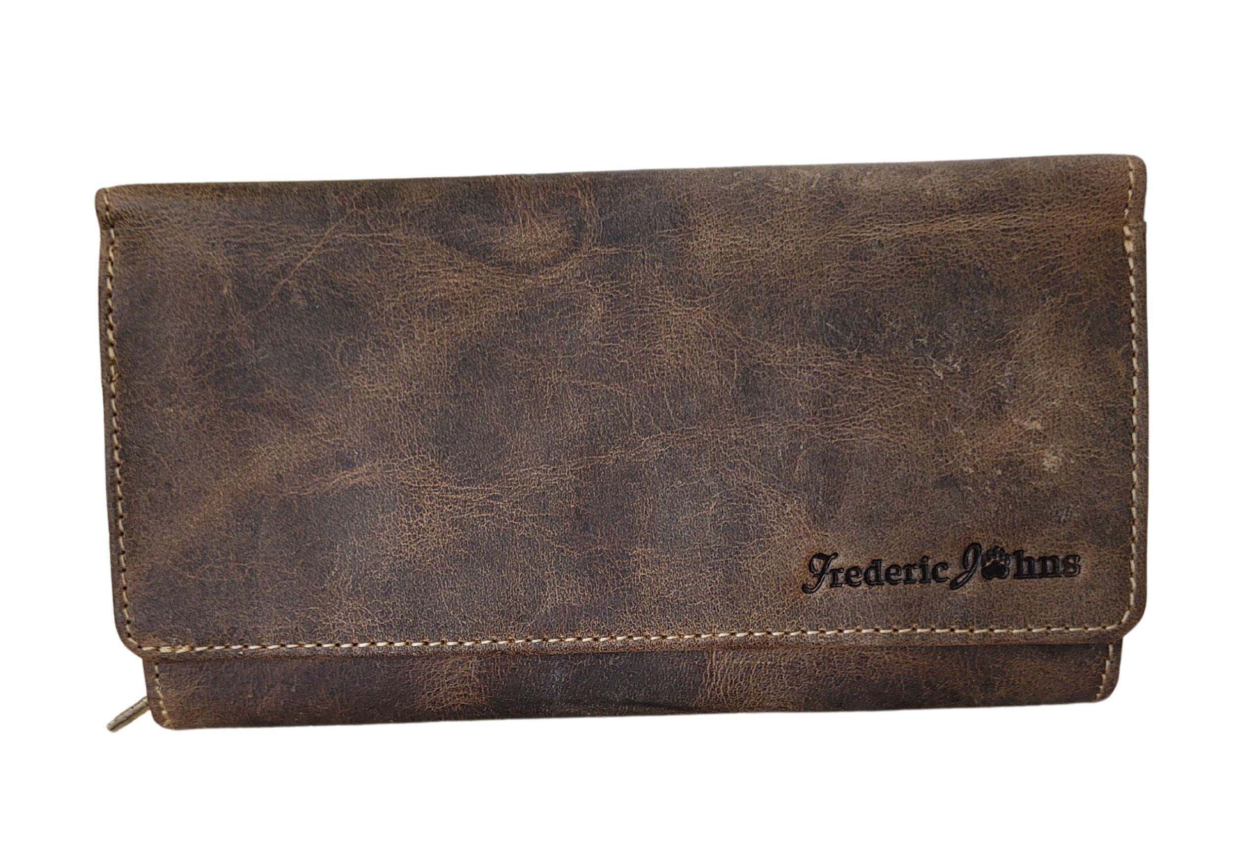 Frédéric Johns Portamonete Euro in pelle – Trieur con 8 scomparti – Separazione parte – Per non veduta – Server – Moneta, Brown 2, XL, Portafoglio