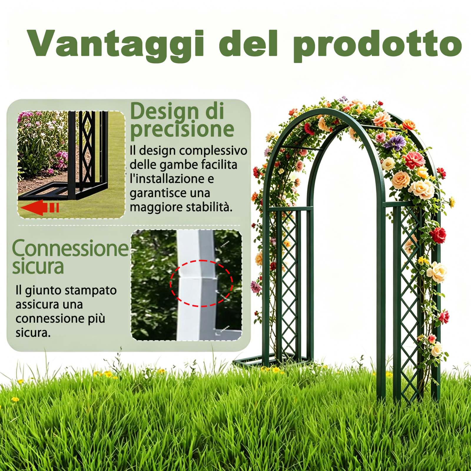 Arco Da Giardino In Metallo, Arco Per Rose, Rampicanti,Sostegno Per Piante Rampicanti,Archetto Per Matrimoni E Feste,Resistente Agli Agenti Atmosferici, In Acciaio Verniciato A Polvere