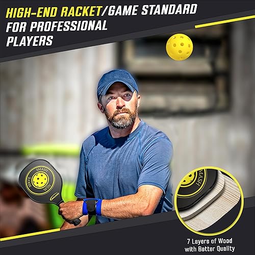 Miniatura 6 de MaQZone Juego de 4 palas de pickleball aprobadas por USAPA, 6 bolas de pickleball, 2 toallas de enfriamiento y bolsa de transporte, palas de madera