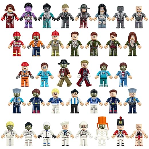 Minifigures, 36PCS Zombie Mini People Figurines, Horror Movable Building Bricks Minifigs, Easter Egg Stocking Stuffers Christmas Halloween Birthday Party Favors, Gift for Kids Boys Girls